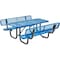 Global Industrial Rectangle Picnic Table w/ Backrests, Blue, Expanded Metal, 6 ft L 277630BL - alternate 1